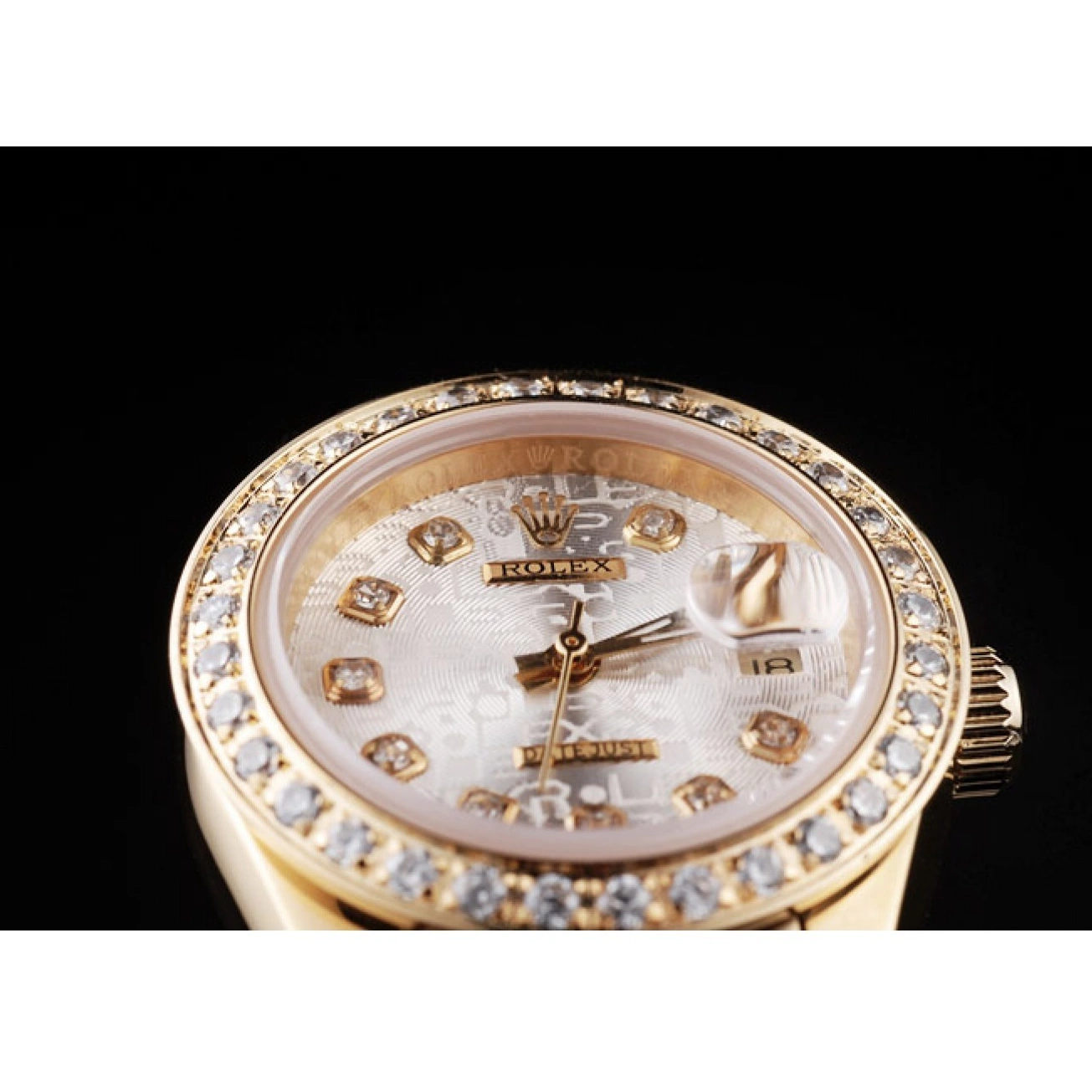 Aaa replica watch Gold Steel Datejust Yellow 98076 Plated Rolex Stainless Diamond 18k Plated 0817
